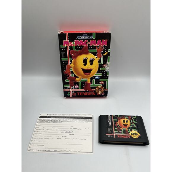 Ms. Pac-Man (Sega Genesis, 1991) Complete CIB Tested Cardboard Box - Picture 1 of 9
